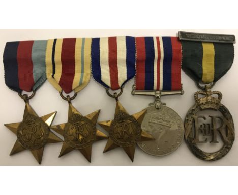 WWII medal group with E II R territorial medal. Comprising 1939-45 Star, Africa Star, France and Germany Star, 1939-45 War me
