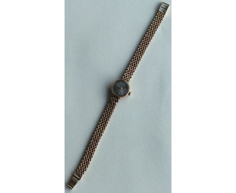 A lady's Jaeger-LeCoultre wristwatch on 9 carat mesh strap. Approx. 22 grams. Est. £220 - £250.