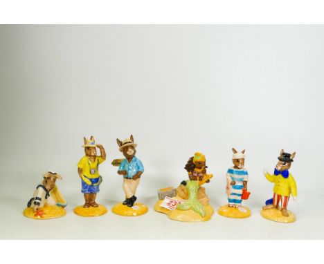 Royal Doulton Bunnykins Figures Mother Db189, Joker Db171, Sydney Db195, Tourist Db190, Sailor Db166 &amp; Mermaid Db263(6) 