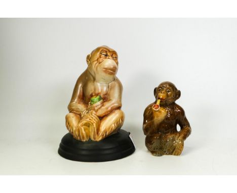 Beswick Monkey 1708 &amp; Smoking Monkey 1049, tallest 18cm(2) 