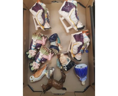 A mixed collection of items to include Royal Doulton small character jug Long John Silver , Beswick large shire foal, Royal D