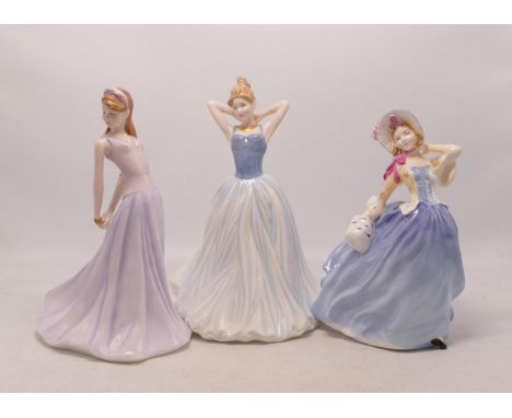Royal Doulton Lady Figures Autumn Breezes Hn3736, Finishing Touch Hn4329 &amp; Chelsea Zoe Hn4208(3) 
