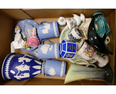 A mixed collection of ceramic item to include Tony Wood novelty tea pot, Royal Doulton Beefeater Charater jug, Toby Jugs (1 t