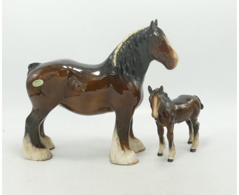 Beswick 818 Shire Horse &amp; Shire Foal 1053(2) 