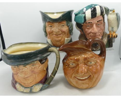 Royal Doulton Large Character Jugs Parson Brown, Tony Weller, Falconer D6533 &amp; John Barleycorn(4) 