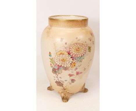 Carlton blush ware Footed Vase Carnation  Floral decoration, by Wiltshaw &amp; Robinson, C1900, height 23.5cm 