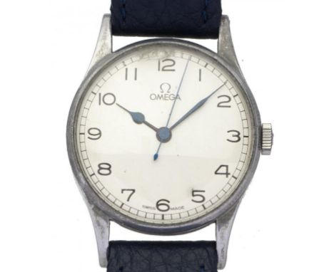 ROYAL AIR FORCE. AN OMEGA STAINLESS STEEL BRITISH MILITARY ISSUE WRISTWATCH   No 9538241, calibre 30 SC T2 movement, 32mm, ca