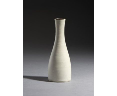 DAME LUCIE RIE, DBE (1902-1995) PORCELAIN VASE, C1960-65  the white glaze stopping short of the unglazed footrim, the mangane