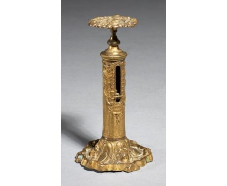 A VICTORIAN EMBOSSED BRASS LETTER SCALE OF PILLAR OR CANDLESTICK TYPE BY R W WINFIELD, BIRMINGHAM, MID 19TH C  to weight 2ozs