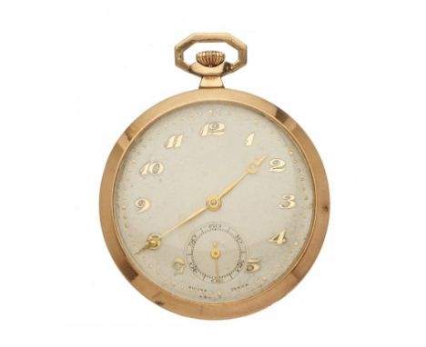 A SWISS 9CT GOLD KEYLESS LEVER WATCH  in plain case, 36mm, casemaker The Dennison Watch Case Co, Birmingham 1928, scarlet clo