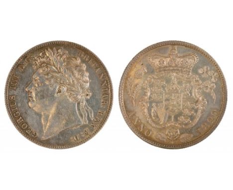 GREAT BRITAIN.  MILLED SILVER, GEORGE III HALF CROWN 1820 lightly cleaned, now retoned, gEF++++