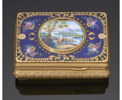 A GERMAN GILT BRASS AND ENAMEL SINGING BIRD BOX, BY KARL GRIESBAUN, TRIBERG, 1930S   in the manner of a mid 19th c musical bo