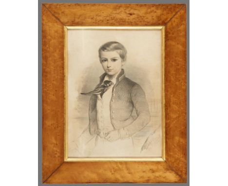 A AND W HOHNECK, 19TH C  LITHOGRAPHERS (ACTIVE C1840)  PORTRAIT OF A MIDSHIPMAN lithograph, 41 x 29cm, bird's eye maple frame