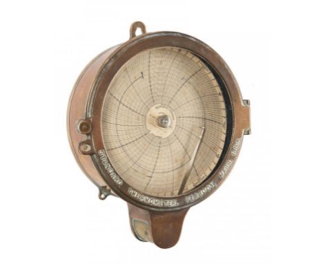 AN AMERICAN BRASS CLOCKWORK RECORDING THERMOMETER STANDARD THERMOMETER CO PEABODY MASS, EARLY 20TH C   with maker's printed c