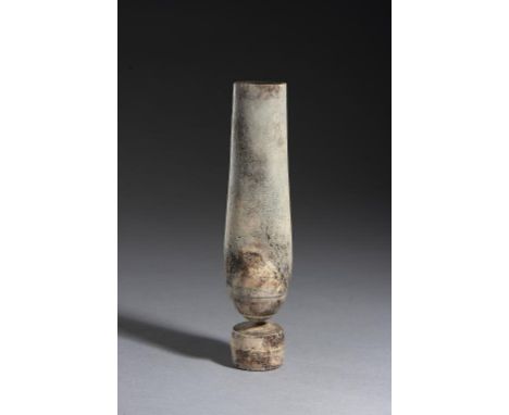 HANS COPER (1920-1981) STONEWARE ELONGATED FORM ON BASE, C1967  of slightly tapered, flattened cylindrical shape with rounded
