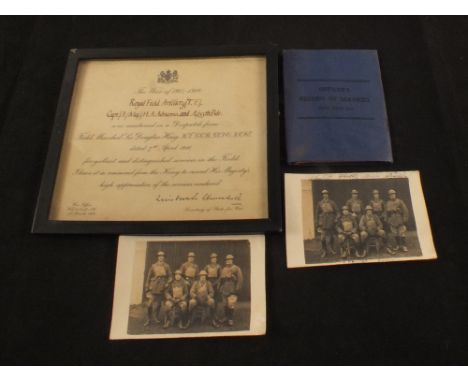 A mentioned in dispatch from Field Marshall Sir Douglas Haig (dated 7th April 1918) letter from the War Office (1st March 191