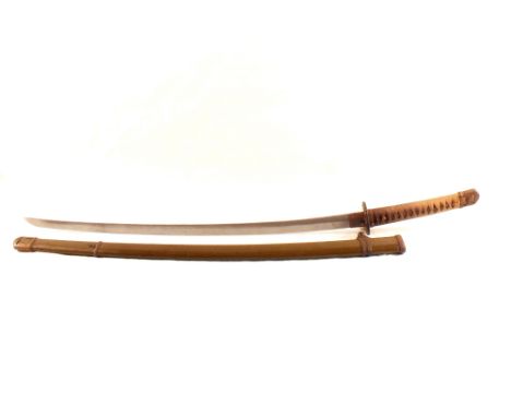 An early WWII era Japanese Army Officers Shin-Gunto sword and saya, in overall good condition and original paint to saya, the