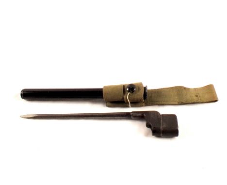 A British No.4 MKII spike bayonet with MKIII plastic scabbard and webbing frog