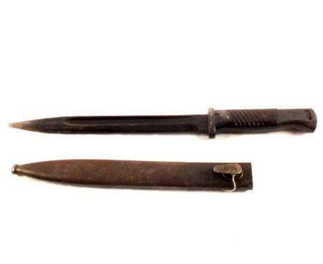 A Third Reich era K98 bayonet with scabbard, blade dated 1942