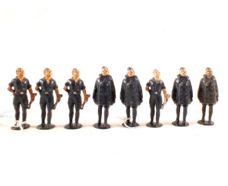 Jollico four lead airmen in short coats plus four mechanics with spanner