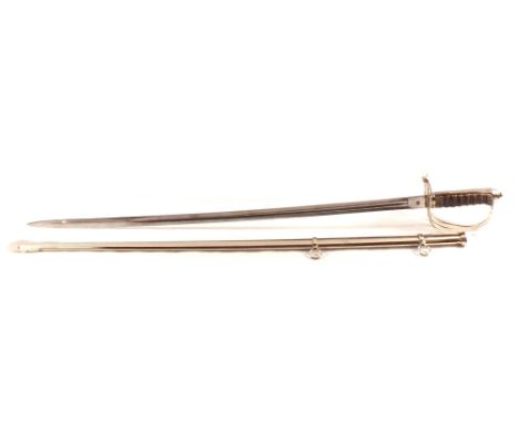 A Victorian Rifle Brigade sword with plain blade and scabbard