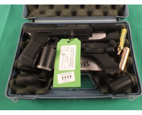 A Walther CP99 .177 C02 air pistol with accessories, spare magazines and manual, complete with 'case-gard' case, as a post 19