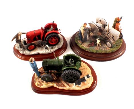 Two boxed Border Fine Arts and one Country Artists tractor groups