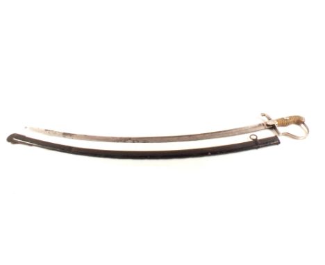 A 19th Century continental Cavalry Officers sword with scabbard