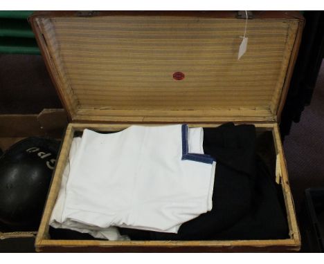 A vintage complete Naval uniform in vintage case (uniform size small)