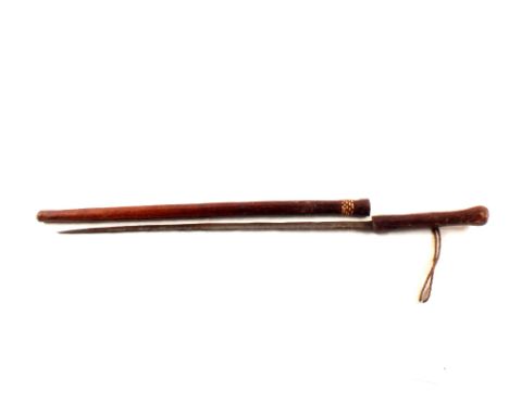 A leather covered swagger stick with concealed blade