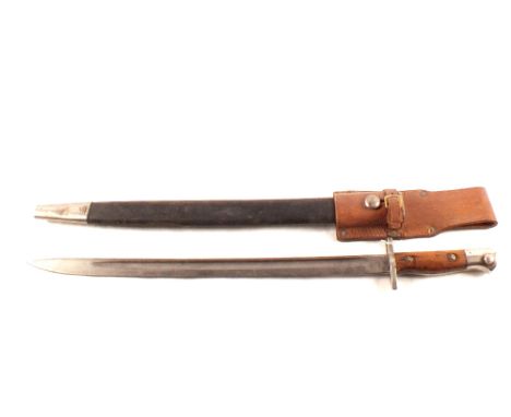 A British model 1907 bayonet by Enfield with scabbard and leather frog