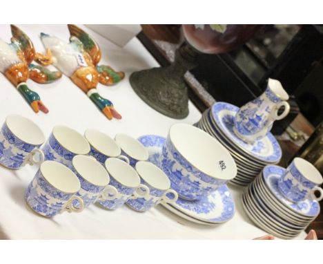 Part Worcetser Blue and White Willow Pattern Tea Service