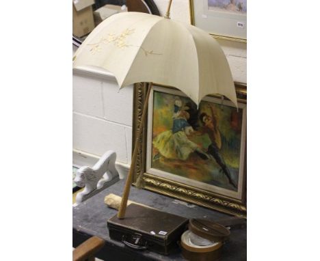 Vintage Silk Parasol, Leather Collar Box with a Quantity of Collars and Studs plus a Small Travelling Case