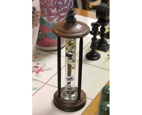 Wooden cased Galileo Thermometer
