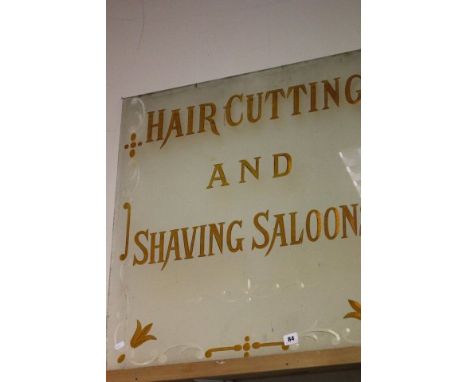 Vintage Barber Shop Glass Window Advertising Panel