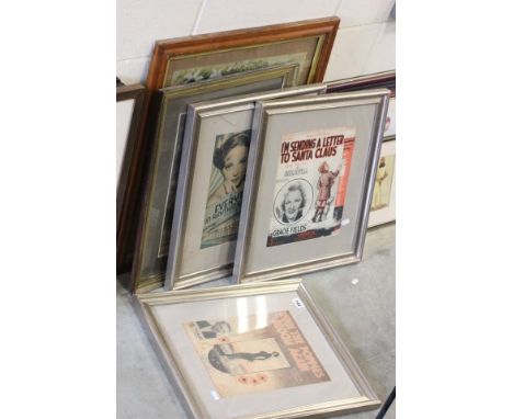Two Framed Prints together with Three Framed Theatre Programmes plus Pair of Converted Candlestick Lamps plus Two Others
