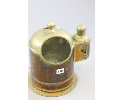 Brass Cased Ships Compass made by Alder with attached box containing Oil Burner