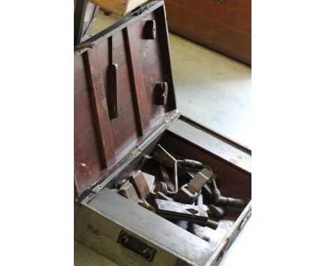 Vintage Pine Tool Box with contents