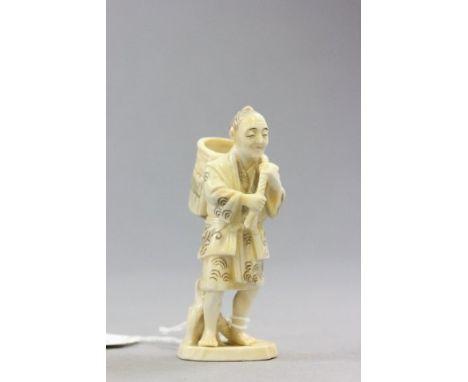 Continental Ceramic Figure in the form of an Ivory Okimono
