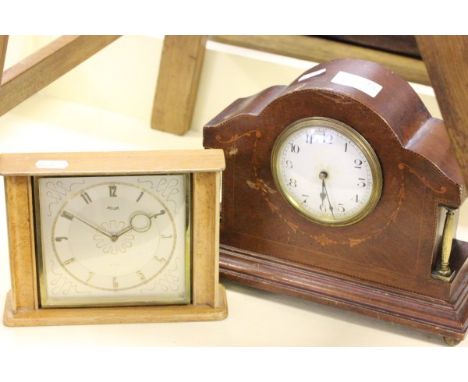 Edwardian Inlaid Mantle Clock and Mid 20th century Mantle Clock