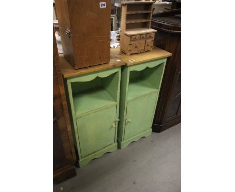 Pair of Vintage Painted Pine Pot Cupboards