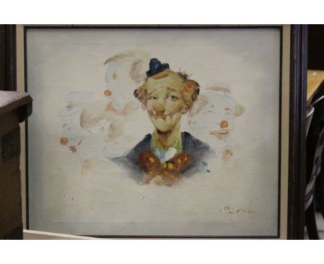 20th century Oil on Canvas, Portrait of a Clown, signed Salmon