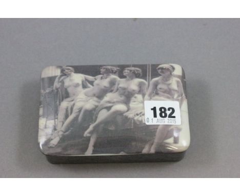 Ceramic Trinket Box with Four Erotic Ladies Design to Lid
