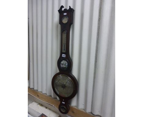 19th century Mahogany Banjo Barometer, Sewells Sons London