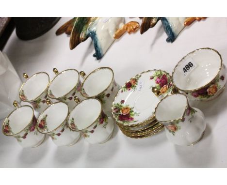 Six Royal Albert 'Old Country Roses' Coffee Cups and Saucers plus Milk Jug and Sugar Bowl