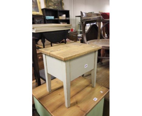 Vintage Painted Oak Shoe Box Stool