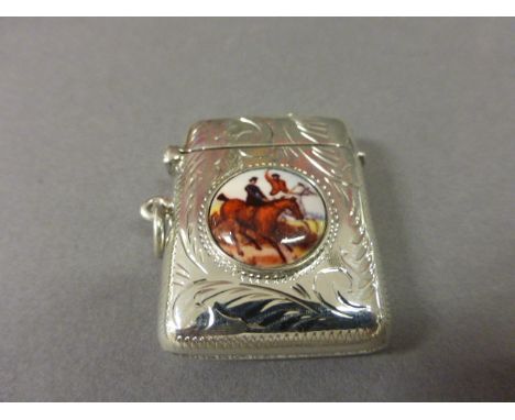 Silver Vesta Case with Hunting Scene Panel