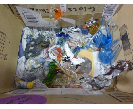 Four Wade Gnome / Pixie Whimsies, a Collection of Glass Animals and a Rap Partha Elephant and Figure