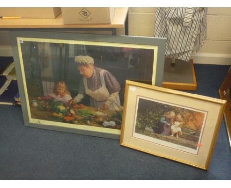 DAVID SHEPHERD, 1990's, 'Granny's Kitchen', Limited Edition print 143 of 1500, signed in pencil, and untitled scene of Edward