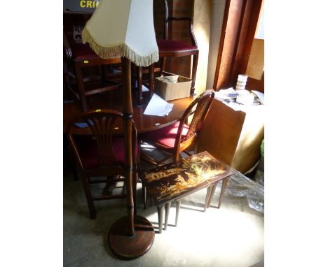 A MODERN CHINESE NEST OF THREE TABLES, and a standard lamp with shade (2)